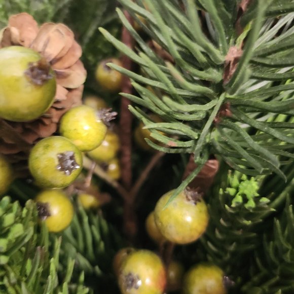 Faux Greenery and Berries in Galvanized Wall/Decor Pocket/Holiday Decor - Picture 9 of 10